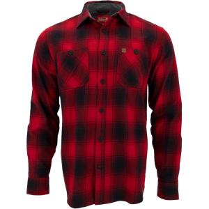 image:imageColeman Mens LongSleeve Flannel Shirt Midweight Western Plaid ButtonDown BlueGrey MediumRedBlack