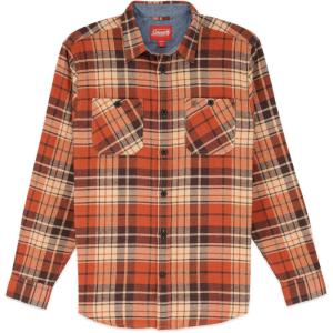 image:imageColeman Mens LongSleeve Flannel Shirt Midweight Western Plaid ButtonDown BlueGrey MediumRust