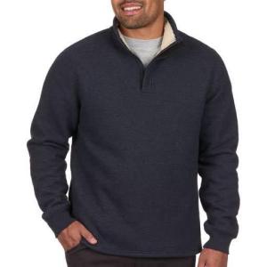 image:imageColeman Quarter Zip Sherpa Henley Long Sleeve Shirt For Men Black Heather MediumIndigo Heather