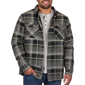 image:imageColeman Sherpa Lined Yukon Flannel Shirt Jackets with Corduroy Trim RedCharcoal LargeGreyOlive