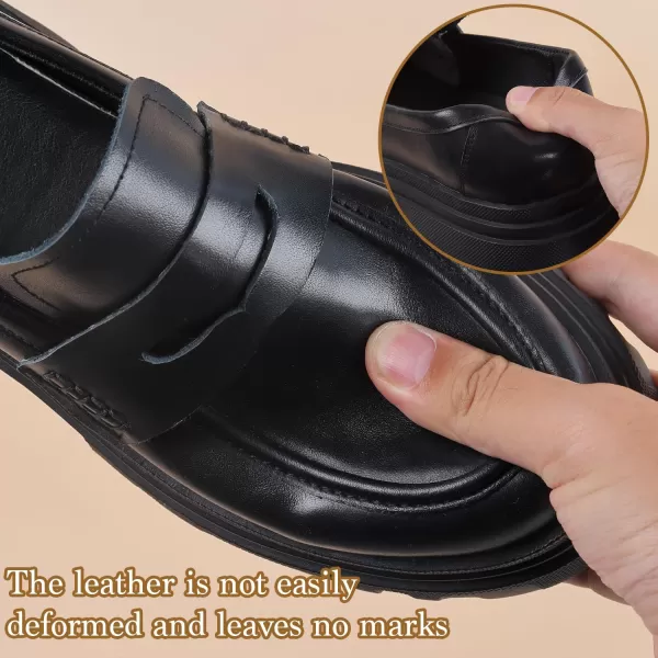 ADAMUM Loafers for Women Lug Sole Platform Mid Chunky Loafers Classic Round Toe Slip On Office Chain Leather Loafers Comfortable Penny Casual Shoes
