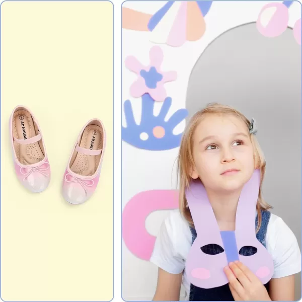 ADAMUMU Girls Dress Shoes Cute Bow Mary Jane Shoes Ballerina Flats with Satin Ankle Tie,Flower Girls for Wedding Sparkly Birthday Party or School Daily Dress Up