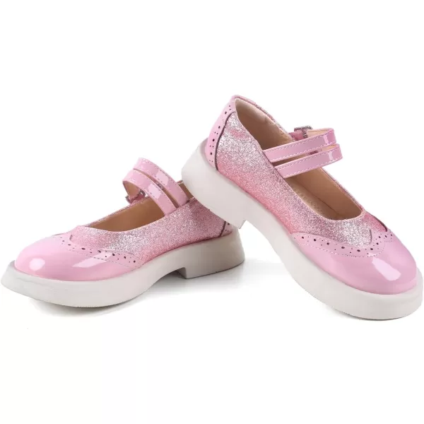 ADAMUMU Girls Dress Shoes Cute Bow Mary Jane Shoes Ballerina Flats with Satin Ankle Tie,Flower Girls for Wedding Sparkly Birthday Party or School Daily Dress Up