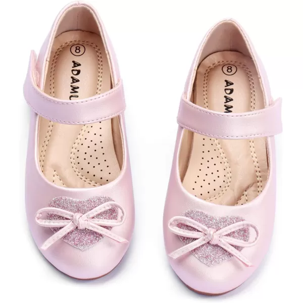 ADAMUMU Girls Dress Shoes Cute Bow Mary Jane Shoes Ballerina Flats with Satin Ankle Tie,Flower Girls for Wedding Sparkly Birthday Party or School Daily Dress Up