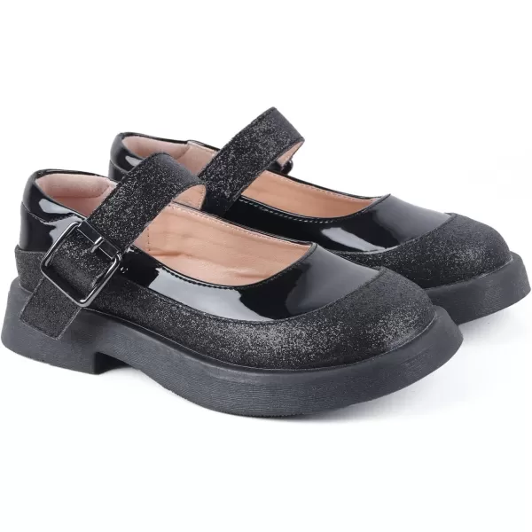 ADAMUMU Girls Dress Shoes Cute Bow Mary Jane Shoes Ballerina Flats with Satin Ankle Tie,Flower Girls for Wedding Sparkly Birthday Party or School Daily Dress Up