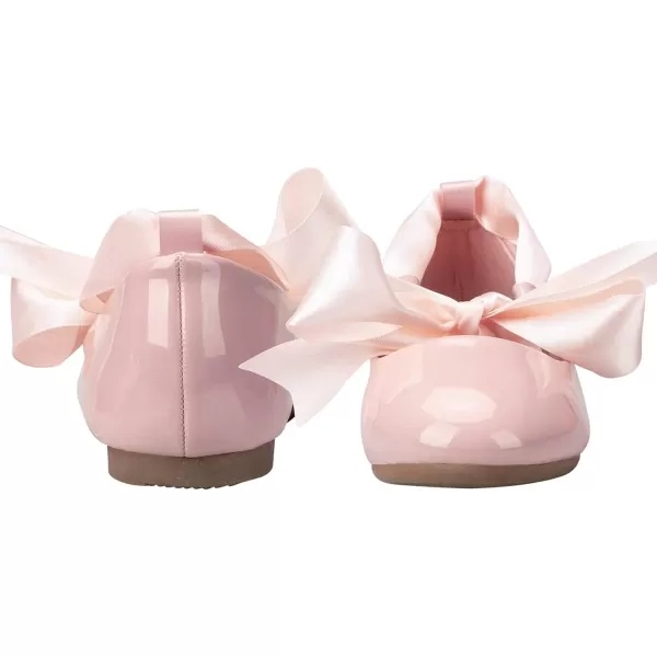 ADAMUMU Girls Dress Shoes Cute Bow Mary Jane Shoes Ballerina Flats with Satin Ankle Tie,Flower Girls for Wedding Sparkly Birthday Party or School Daily Dress Up