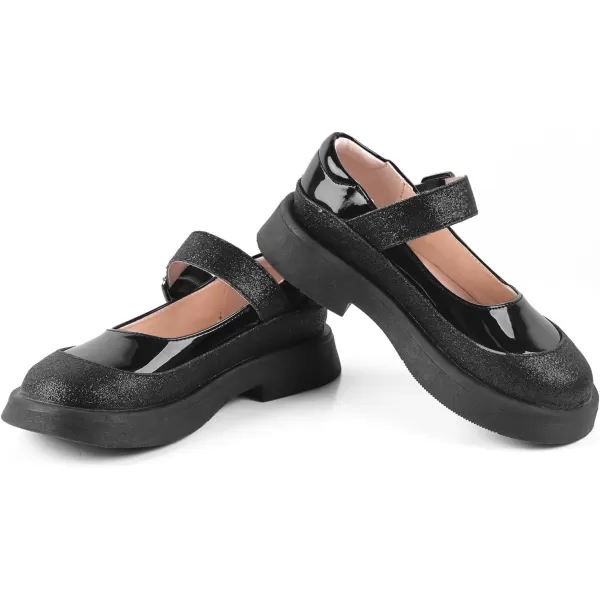 ADAMUMU Girls Dress Shoes Cute Bow Mary Jane Shoes Ballerina Flats with Satin Ankle Tie,Flower Girls for Wedding Sparkly Birthday Party or School Daily Dress Up