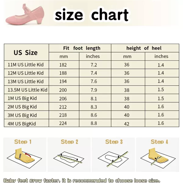 ADAMUMU Girls Dress Shoes Princess High Heel Mary Jane Glitter Shoes in Wedding Party for Toddler Little Big Girl with Bowknot Flower Velcro