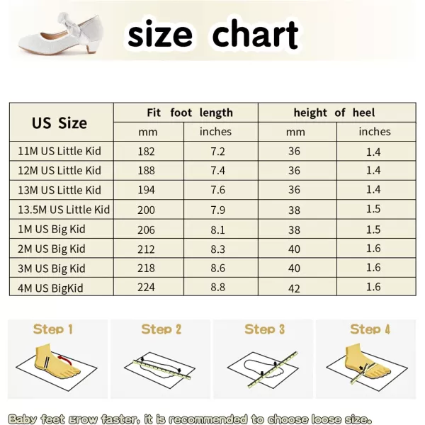 ADAMUMU Girls Dress Shoes Princess High Heel Mary Jane Glitter Shoes in Wedding Party for Toddler Little Big Girl with Bowknot Flower Velcro