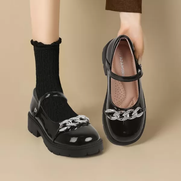 ADAMUMU Girls Flower Shoes Confortable Mary Jane Flats,Little Girl Platform Dress Shoes Strap Ballet Flats for Kid