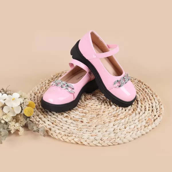ADAMUMU Girls Flower Shoes Confortable Mary Jane Flats,Little Girl Platform Dress Shoes Strap Ballet Flats for Kid