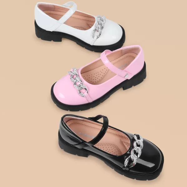 ADAMUMU Girls Flower Shoes Confortable Mary Jane Flats,Little Girl Platform Dress Shoes Strap Ballet Flats for Kid