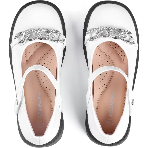 ADAMUMU Girls Flower Shoes Confortable Mary Jane Flats,Little Girl Platform Dress Shoes Strap Ballet Flats for Kid