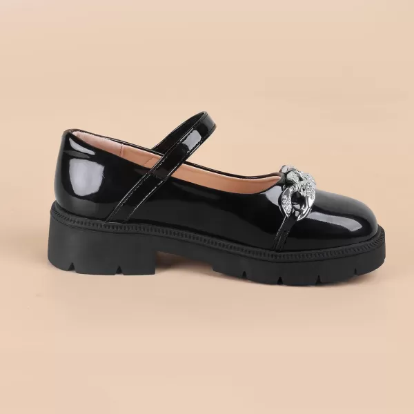 ADAMUMU Girls Flower Shoes Confortable Mary Jane Flats,Little Girl Platform Dress Shoes Strap Ballet Flats for Kid