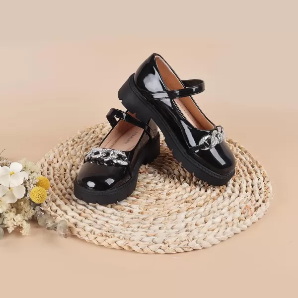ADAMUMU Girls Flower Shoes Confortable Mary Jane Flats,Little Girl Platform Dress Shoes Strap Ballet Flats for Kid