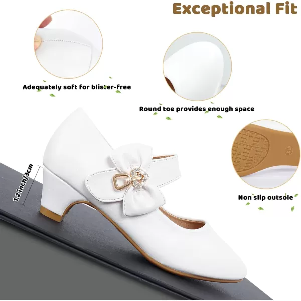 ADAMUMU Girls Low Heel Shoes PU Dress Shoes for Wedding