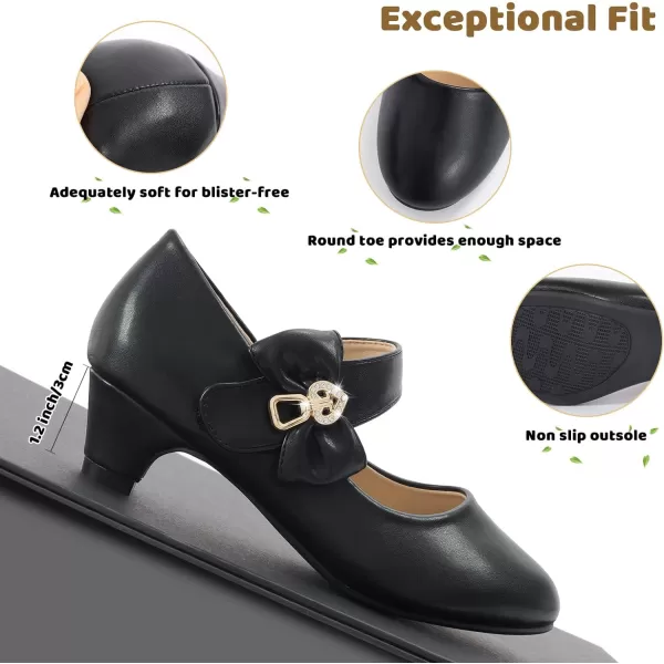 ADAMUMU Girls Low Heel Shoes PU Dress Shoes for Wedding