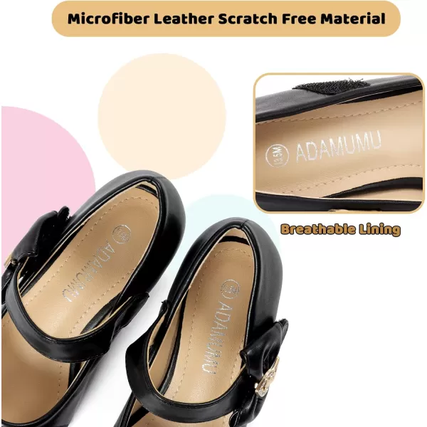 ADAMUMU Girls Low Heel Shoes PU Dress Shoes for Wedding