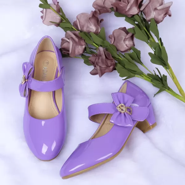 ADAMUMU Girls Low Heel Shoes PU Dress Shoes for Wedding