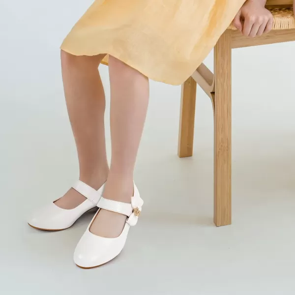 ADAMUMU Girls Low Heel Shoes PU Dress Shoes for Wedding
