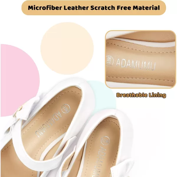 ADAMUMU Girls Low Heel Shoes PU Dress Shoes for Wedding