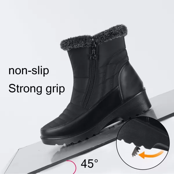 ADAMUMU Snow Boots for Women Waterproof Anti-Slip Fur Lined Lining Insulated Winter Boots for Outdoor Walking in Winter