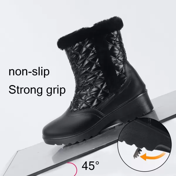 ADAMUMU Snow Boots for Women Waterproof Anti-Slip Fur Lined Lining Insulated Winter Boots for Outdoor Walking in Winter