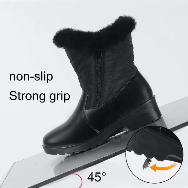 ADAMUMU Snow Boots for Women Waterproof Anti-Slip Fur Lined Lining Insulated Winter Boots for Outdoor Walking in Winter