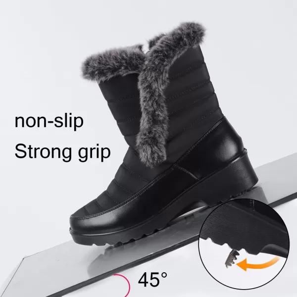 ADAMUMU Snow Boots for Women Waterproof Anti-Slip Fur Lined Lining Insulated Winter Boots for Outdoor Walking in Winter