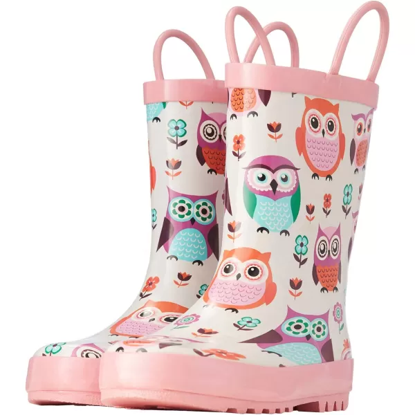 ADAMUMU Toddler Kids Rain Boots Childrens Waterproof Rubber Shoes with Easy-On Handles Lightweight in Cartoon Patterns for Boys &amp; Girls