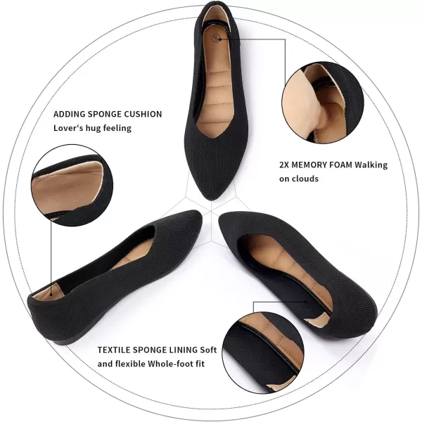 ADAMUMU Women's Ballet Flats for Pointed Toe Shoes Slip On Casual Mesh Flats Shoes