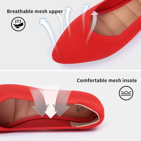ADAMUMU Women's Ballet Flats for Pointed Toe Shoes Slip On Casual Mesh Flats Shoes