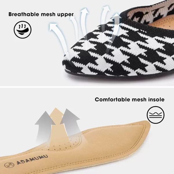 ADAMUMU Women's Ballet Flats for Pointed Toe Shoes Slip On Casual Mesh Flats Shoes