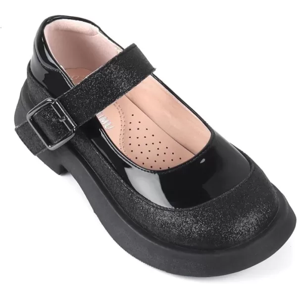 ADAMUMU Girls Dress Shoes Cute Bow Mary Jane Shoes Ballerina Flats with Satin Ankle Tie,Flower Girls for Wedding Sparkly Birthday Party or School Daily Dress Up