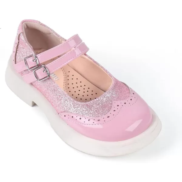 ADAMUMU Girls Dress Shoes Cute Bow Mary Jane Shoes Ballerina Flats with Satin Ankle Tie,Flower Girls for Wedding Sparkly Birthday Party or School Daily Dress Up
