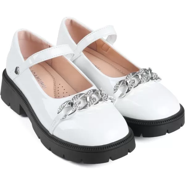 ADAMUMU Girls Flower Shoes Confortable Mary Jane Flats,Little Girl Platform Dress Shoes Strap Ballet Flats for Kid