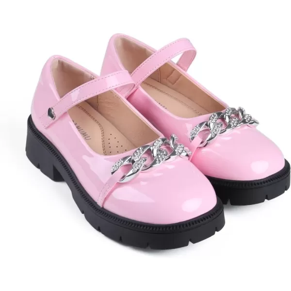 ADAMUMU Girls Flower Shoes Confortable Mary Jane Flats,Little Girl Platform Dress Shoes Strap Ballet Flats for Kid