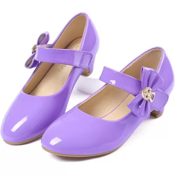 ADAMUMU Girls Low Heel Shoes PU Dress Shoes for Wedding