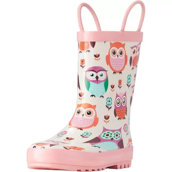 ADAMUMU Toddler Kids Rain Boots Childrens Waterproof Rubber Shoes with Easy-On Handles Lightweight in Cartoon Patterns for Boys &amp; Girls