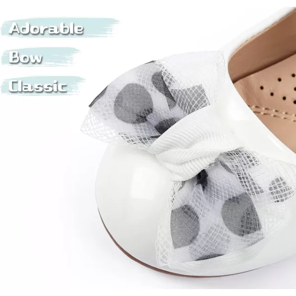 ADAMUMU Girls Dress Shoes Cute Bow Mary Jane Shoes Ballerina Flats with Satin Ankle Tie,Flower Girls for Wedding Sparkly Birthday Party or School Daily Dress Up
