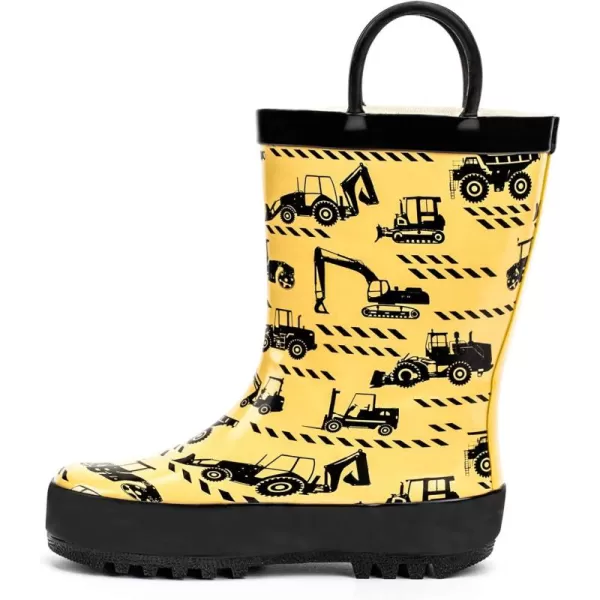 ADAMUMU Toddler Kids Rain Boots Childrens Waterproof Rubber Shoes with Easy-On Handles Lightweight in Cartoon Patterns for Boys &amp; Girls