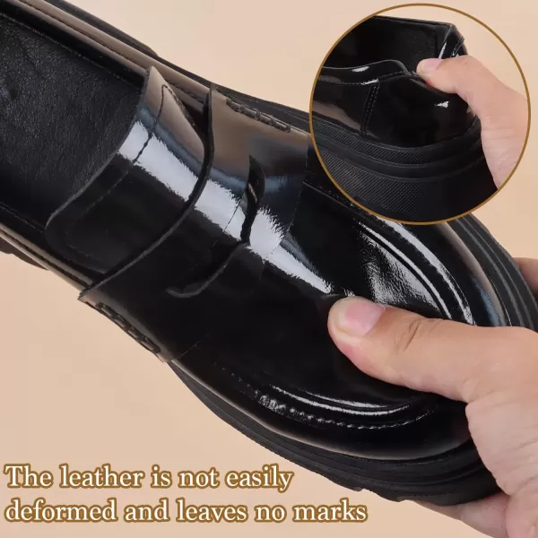imageADAMUM Loafers for Women Lug Sole Platform Mid Chunky Loafers Classic Round Toe Slip On Office Chain Leather Loafers Comfortable Penny Casual ShoesBlackpatent