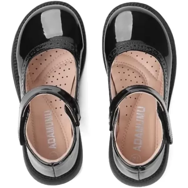 imageADAMUMU Girls School Shoes Confortable Mary Jane FlatsLittle Girl Casual Dress Shoes Strap Ballet Flats for KidBlack