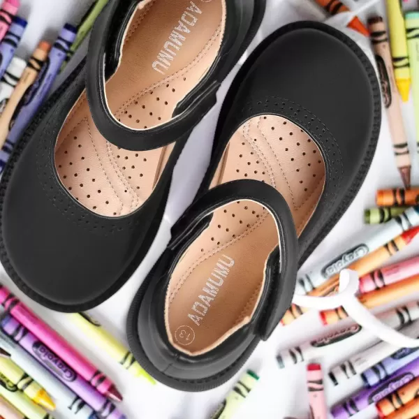 imageADAMUMU Girls School Shoes Confortable Mary Jane FlatsLittle Girl Casual Dress Shoes Strap Ballet Flats for KidBlack02