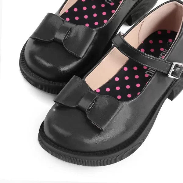 imageADAMUMU Girls School Shoes Confortable Mary Jane FlatsLittle Girl Casual Dress Shoes Strap Ballet Flats for KidBowblack
