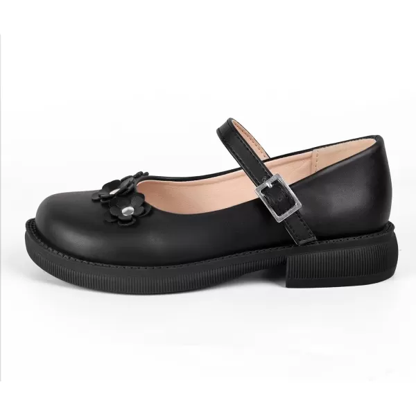 imageADAMUMU Girls School Shoes Confortable Mary Jane FlatsLittle Girl Casual Dress Shoes Strap Ballet Flats for KidFlowerblack