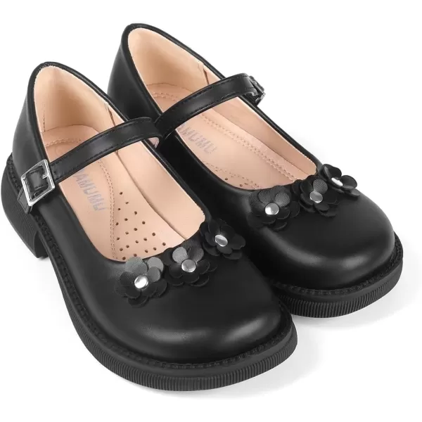 imageADAMUMU Girls School Shoes Confortable Mary Jane FlatsLittle Girl Casual Dress Shoes Strap Ballet Flats for KidFlowerblack