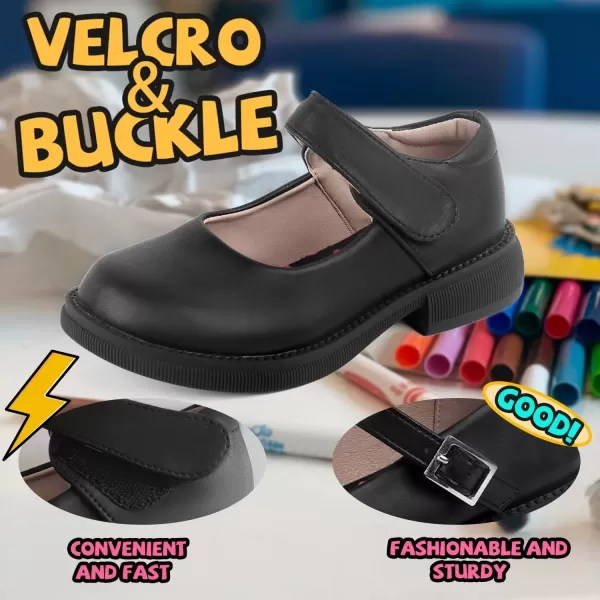 imageADAMUMU Girls School Shoes Confortable Mary Jane FlatsLittle Girl Casual Dress Shoes Strap Ballet Flats for KidMatteblack