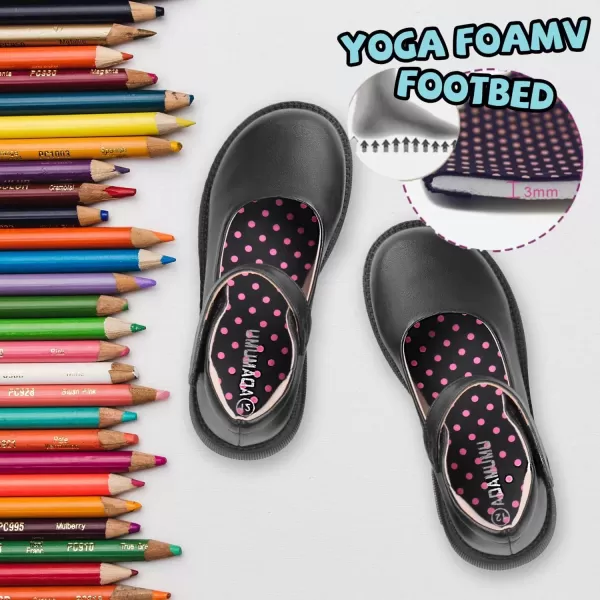imageADAMUMU Girls School Shoes Confortable Mary Jane FlatsLittle Girl Casual Dress Shoes Strap Ballet Flats for KidMatteblack