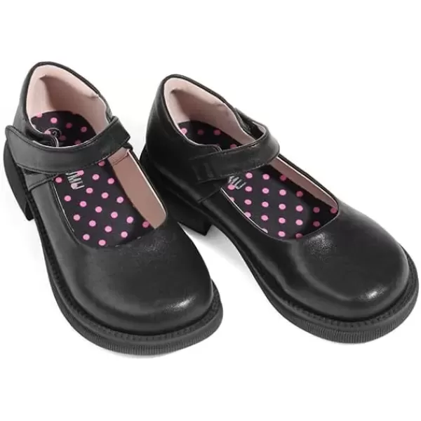 imageADAMUMU Girls School Shoes Confortable Mary Jane FlatsLittle Girl Casual Dress Shoes Strap Ballet Flats for KidMatteblack